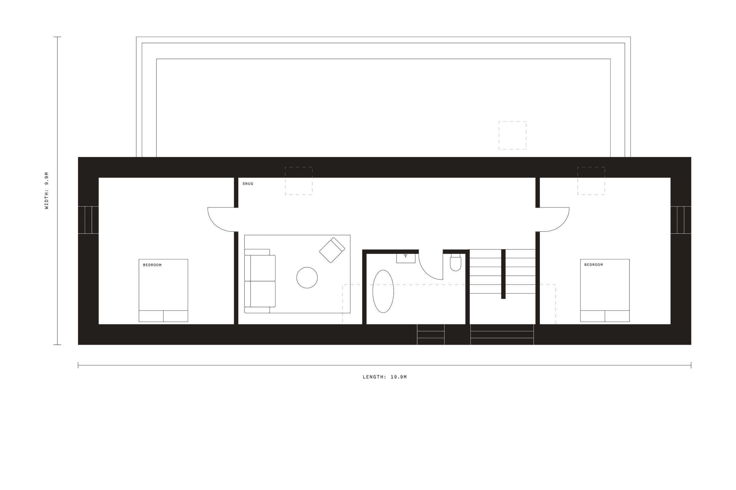 First floor plan of the Coldwells Build Passivhaus, McKinley.